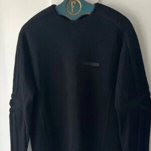 Vintage Polo Ralph Lauren Black Wool Men's Padded Arms and Shoulders Sweater - M